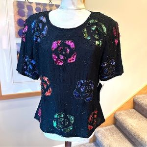 Stenay Silk Beaded Sequin Top